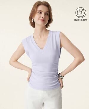 OGL Top Size S NEW Stretch Cotton V-neck Side Ruched Muscle Brami Light Purple